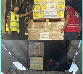 مساعدات من الأردن بالتعاون مع "الأونروا" طائرة مساعدات جديدة إلى أهلنا في غزة