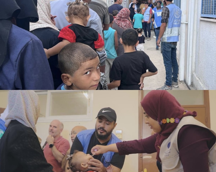 عيادات الأونروا في غزة تقوم بالتطبيع ضد شلل الأطفال.*