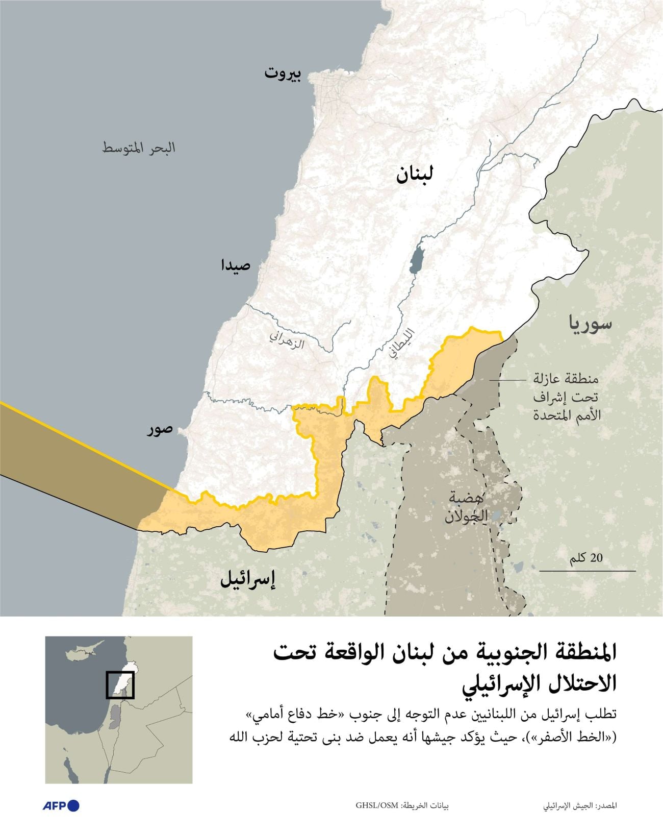 المنطقة الجنوبية من لبنان الواقعة تحت الاحتلال الإسرائيلي